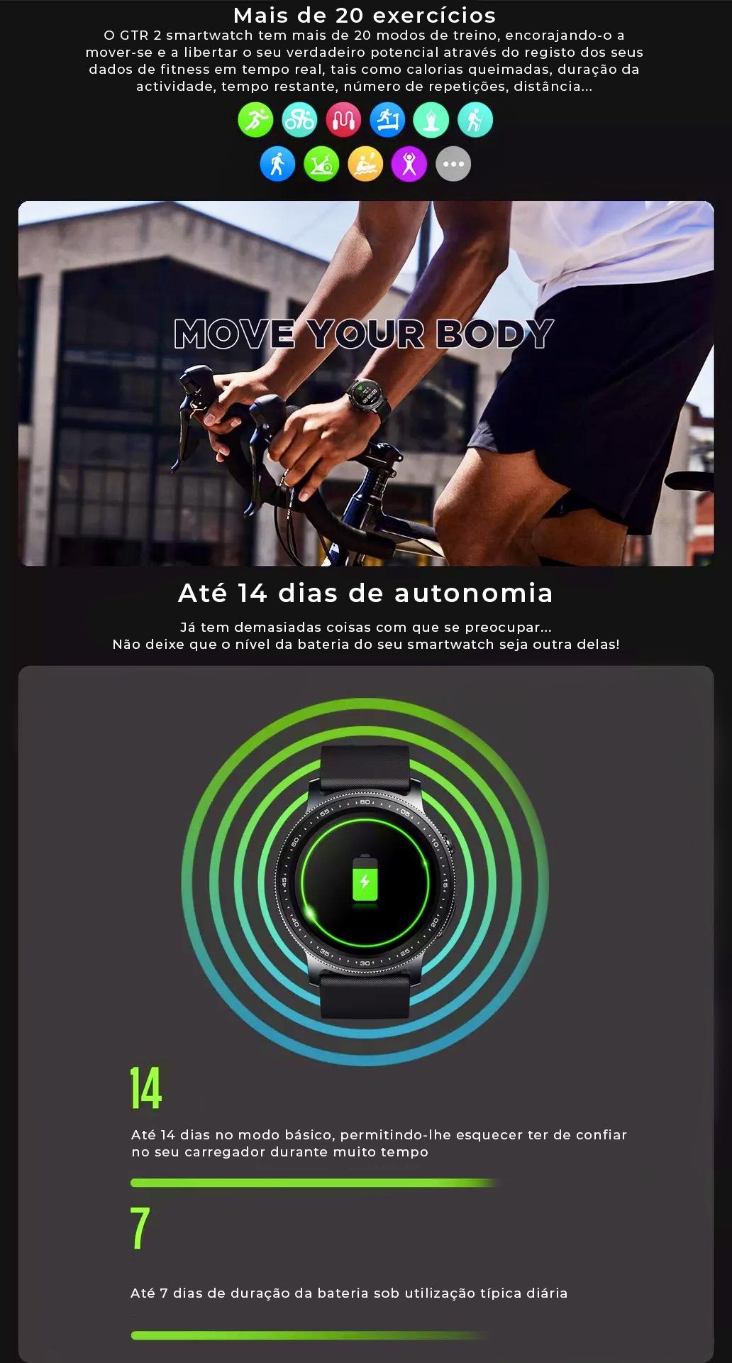 O GTR 2 é relógio inteligente dá-lhe uma visão profunda da sua condição física e ainda pode fazer e receber chamadas